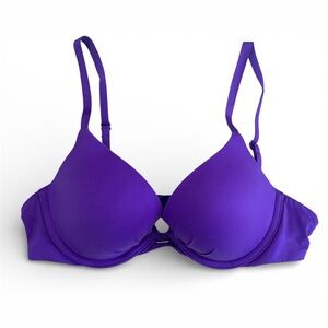 Victoria's Secret Fabulous Plunge Bra Size 36B Push Up Padded Underwire Purple
